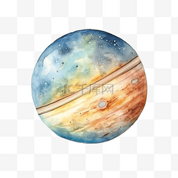 行星图片_地球水彩水彩插图与太阳系行星