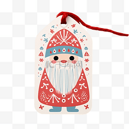 新年可爱标签图片_带有斯堪的纳维亚侏儒的圣诞礼物