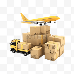 运输全球图片_3d 最小产品交付包裹运输货物配送