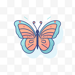 白色背景上的橙色和蓝色蝴蝶图标