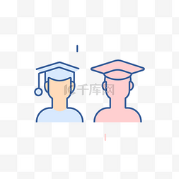 毕业生帽子图片_戴着帽子和帽子的毕业生和学生的