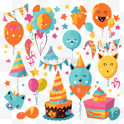 卡通生日彩色气球图片_派對裝飾品 向量