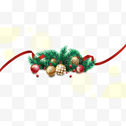 圣诞彩色边框图片_圣诞植物灯球丝带
