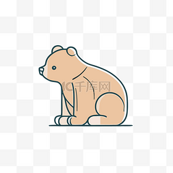 灰色线性图片_长脖子的小熊坐在灰色的背景上 
