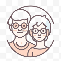 戴眼镜的老年男人和女人 向量