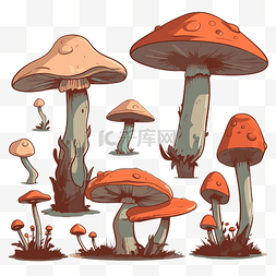 卡通蘑菇真菌剪贴画集 向量