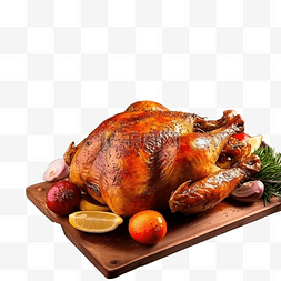 木桌上的感恩节鸡晚宴