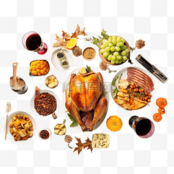 平铺食物图片_平躺式的各种美味感恩节食物