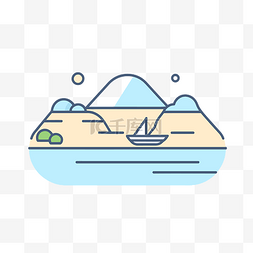 岛屿轮廓图片_上面有岛屿和船的图标 向量