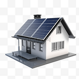 3d太阳图片_太阳能电池板连接到家庭和电子工