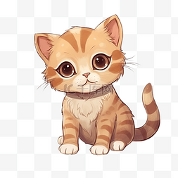 棕色的猫可爱的动物插画