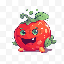 辣椒插画图片_辣椒剪贴画快乐红番茄和黄瓜矢量