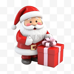 3d 插图圣诞老人半身和礼品盒