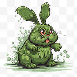 兔子跳卡通图片_跳剪贴画绿色卡通兔子在肮脏的环