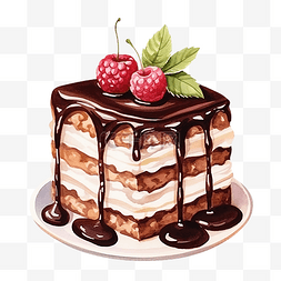 奶油烩饭图片_水彩甜点甜蜜剪贴画元素可爱蛋糕