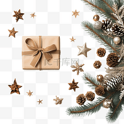 礼品盒盒图片_圣诞装饰与树枝