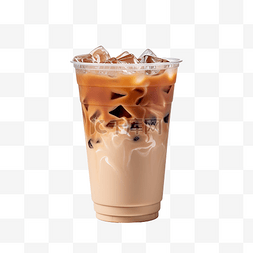 人工智能背景图片_塑料杯上冷泡冰拿铁咖啡侧视生成