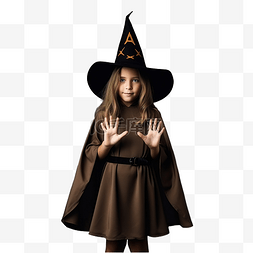 帽子墙上图片_穿着女巫服装参加万圣节派对的女