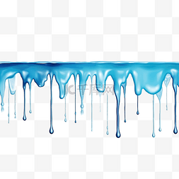 滴水蓝色水彩液体颜料水平无缝边