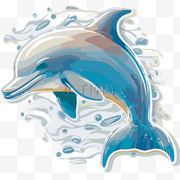 海豚形墙贴花与飞溅的水剪贴画 