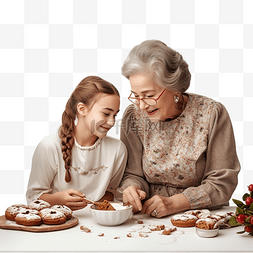 老奶奶家图片_圣诞节那天，祖母学习侄女制作美