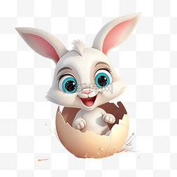 兔子可爱的兔子对着破碎的鸡蛋眨