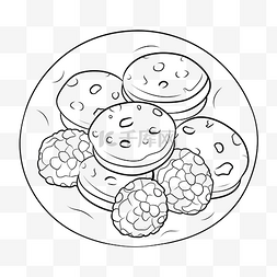食品线描图片_儿童教育游戏着色页卡通食品饼干
