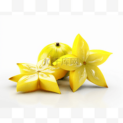 3d杨桃图片_黄色的水果和星星分开了