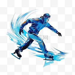 滑冰轮廓图片_冬季运动花样滑冰插画