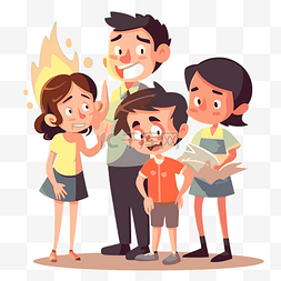 道德仁义图片_道德剪贴画可爱的卡通家庭站在火