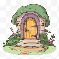 屋童话图片_输入带门的童话屋的剪贴画卡通人
