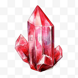 红宝石水晶的水彩插图