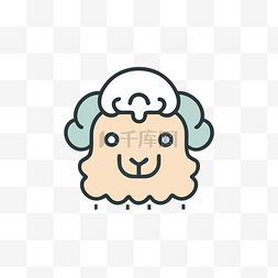 一只长着磨砂白毛的羊的简单插图
