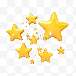 星星装饰背景图片_3d 渲染黄色星星和孤立的白云