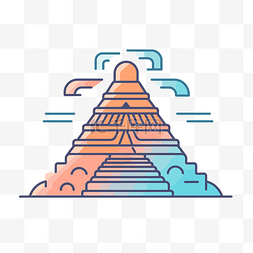 色彩缤纷的金字塔与一些山脉 向