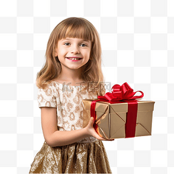 抱着的礼物图片_一个漂亮的小女孩在装饰好的圣诞