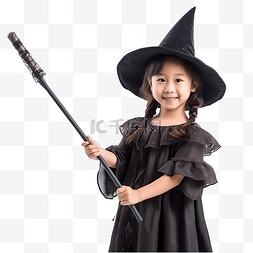 小女巫用魔杖施咒万圣节派对 cospl