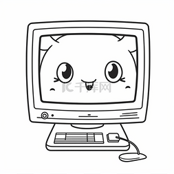 卡通猫在电脑上涂鸦