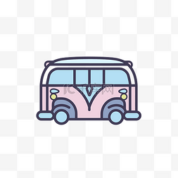粉色和黄色的老式巴士图标 向量