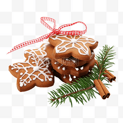 圣诞节松树枝图片_圣诞自制姜饼配松树枝