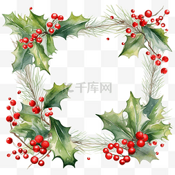 圣诞框架与冬青树枝