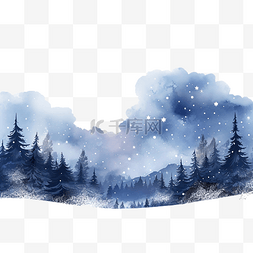 夜空雪图片_水平的圣诞冬季景观与夜空