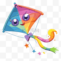 一颗星星卡通图片_风筝剪贴画彩色风筝，上面有一颗