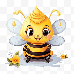 微笑的小蜜蜂图片_可爱的小蜜蜂微笑着用蜂蜜装饰甜