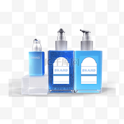瓶子包装展示图片_3d蓝色化妆品