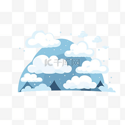 简约白色背景雪图片_简约风格的雪和云插图