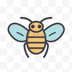 白色背景上孤立的蜜蜂的线条颜色