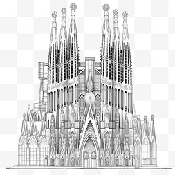 巴塞罗那城市图片_圣家族教堂地标前立面图的轮廓简