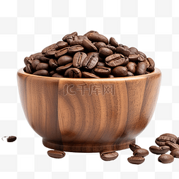 咖啡豆特写图片_木杯中的烘焙咖啡豆