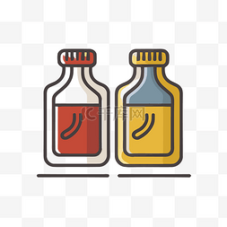 香料高清图片香料图片_线性矢量图中的两瓶调味品和一些